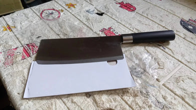 Stainless Steel Chef Damascus Cleaver Vegetable Knife with Plastic Handle & Cover, Multipurpose Use for Kitchen or Restaurant (12 Inch) - Justgrabit Inc.