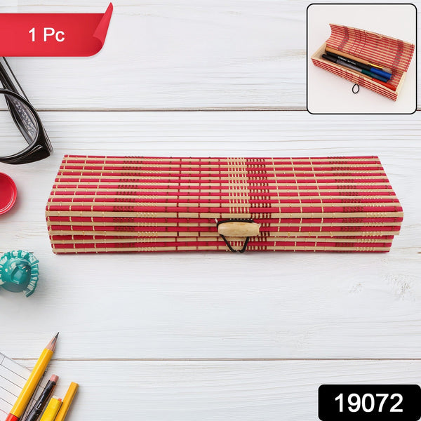Multi - Purpose Handcrafted Bamboo Mat Style Pen Pencil & Makeup Box (1 Pc) - justgrabit.in | Just Grab It
