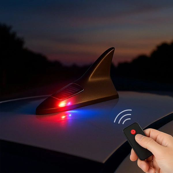 Shark Fin Light With Remote, LED Signal Antenna Solar Shark Fin Car Roof Light Sensor Decoration Flashing Lamps, Solar Powered Radio Signal for Car Lamp Accessories (1 Pc)  - Justgrabit Inc.