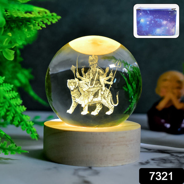 Ambaji 3D Crystal Ball lamps With Base (1 Pc) - justgrabit.in | Just Grab It
