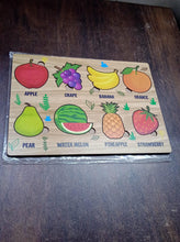 Wooden Fruits Puzzle Learning Educational Board (1 Set / 28×20 Cm) - justgrabit.in | Just Grab It