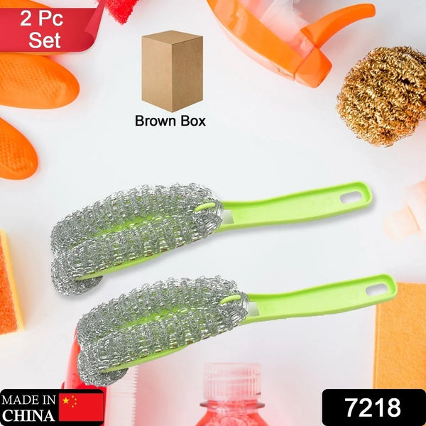Wire Kitchen Washing Brush, Plastic Small Brush, Cleaning Brush, Bend Handle Pot Washing Brush (2 Pc) - Justgrabit Inc.