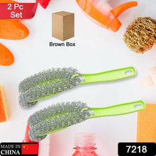 Wire Kitchen Washing Brush, Plastic Small Brush, Cleaning Brush, Bend Handle Pot Washing Brush (2 Pc) - Justgrabit Inc.