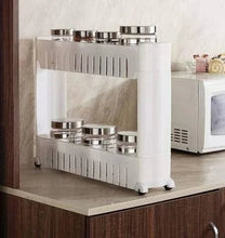 Multipurpose 2 Layer Slim Side Space Saving Storage Organizer Rack Shelf - Justgrabit Inc.