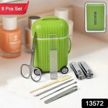 Manicure & Pedicure Kit – 8 Pc Grooming Set with 4 - Wheel Suitcase Trolley - justgrabit.in | Just Grab It
