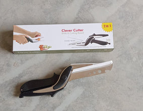 Stainless Steel 4 in 1 Clever Cutter, Black - justgrabit.in | Just Grab It
