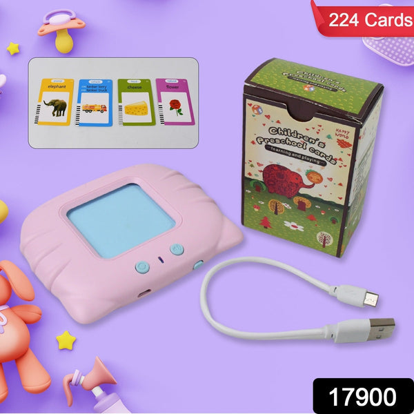 Preschool Learning Toys Flash Cards for Small Kids Educational Toys English Words Learning Machine for Kids with 224 Words, Birthday Gift for Kids Intelligent Electric Kids Language Card (1 Set) - justgrabit.in | Just Grab It