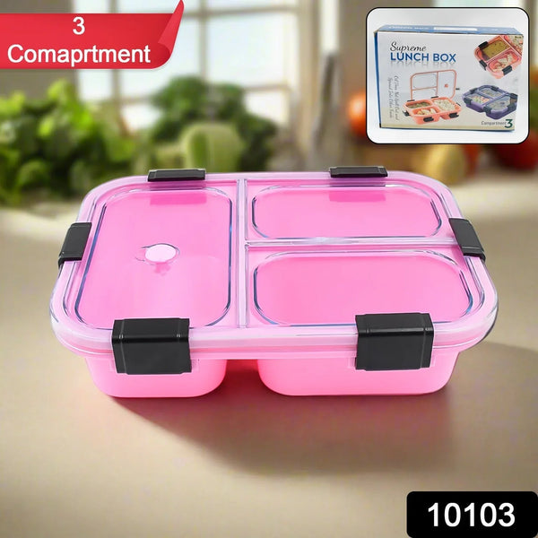 Plastic 3 Compartment Insulated Lunch Box, Lunch Box (1 Pc) - justgrabit.in | Just Grab It