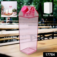 Plastic Milk Carton Colorful Clear Water Bottle, 17 Oz Portable Milk Box Leakproof Square Juice Bottle for Outdoor Sports Travel Camping - Justgrabit Inc.