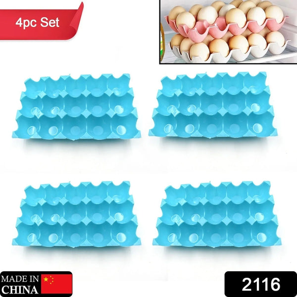 15 Cavity Plastic Egg Tray Egg Trays for Storage with 15 Eggs Holder (4 Pc Set) - Justgrabit Inc.
