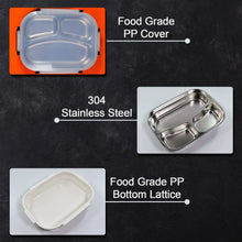 White Transparent Lunch Box for Kids and adults, Stainless Steel Lunch Box with 3 Compartments. - Justgrabit Inc.