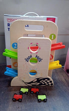 Wooden Ramp Racer Race Track Vehicle Play sets With 4 Mini Racers (with Handle) - justgrabit.in | Just Grab It