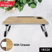 Multi - Purpose Laptop Desk for Study and Reading with Foldable, Cupholder & Drawer (1 Pc / Mix Plain Design / 58×38 Cm) - justgrabit.in | Just Grab It