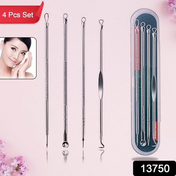 Blackhead Remover, 4 - in - 1 Stainless Steel Pimple Extractor Tool (1 Pc) - justgrabit.in | Just Grab It