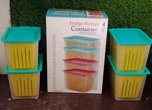 Fridge Storage Containers with Handle Plastic Storage Container for Kitchen(4 Pcs Set) - Justgrabit Inc.