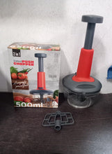 Matte Finish Hand Press Chopper with 3 Blades for Easy Vegetable & Fruit Chopping - justgrabit.in | Just Grab It