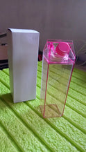 Plastic Milk Carton Colorful Clear Water Bottle, 17 Oz Portable Milk Box Leakproof Square Juice Bottle for Outdoor Sports Travel Camping - Justgrabit Inc.
