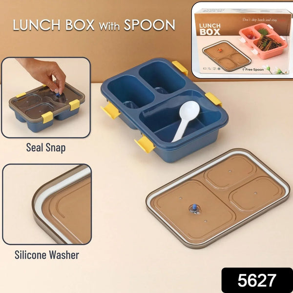 Plastic Lunch Box for Kids, Lunch Box for Kids 3 Compartment Insulated Lunch Box Tiffin Box for Boys, Girls, School & Office Men (3 Compartment Lunch Box) - Justgrabit Inc.