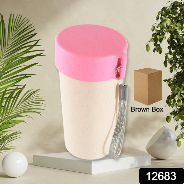 Travel Coffee Cup Portable Water Bottle Wheat Straw Coffee Tea Mug Coffee Mug with Lids for Coffee Tea (300 ML Approx) - Justgrabit Inc.