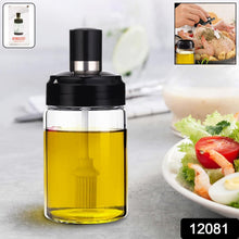 Clear Glass Oil Dispenser Bottle Integrated Silicone Basting Brush (250ml Approx) - justgrabit.in | Just Grab It
