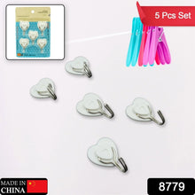 Multipurpose Strong Hook Self - Adhesive hooks for wall Heavy Plastic Hook, Sticky Hook Household For Home , Decorative Hooks, Bathroom & All Type Wall Use Hook , Suitable for Bathroom, Kitchen, Office (5 Pc Set) - Justgrabit Inc.
