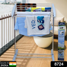 Multi - Functional Single Tier Mobile Towel Foldable Rack for Cloth and Towel / Stainless Steel and Plastic Made Mobile Towel and Cloth Rack Holder Indoor / Outdoor Standing Movable Cloth Dryer Rack, Balcony Cloth Drying Stand - Justgrabit Inc.