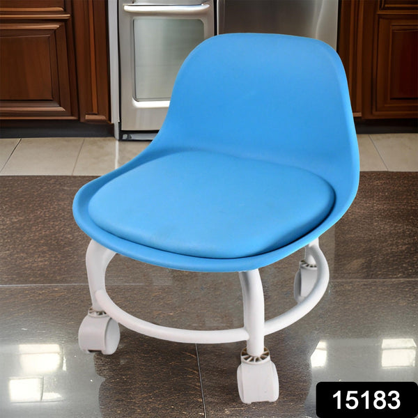 Plastic Low Round Rolling Stool with Wheels Pedicure Stool (1 pc / Mix Color) - justgrabit.in | Just Grab It