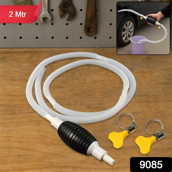 Fuel Transfer Pump Hose with Hand Pump and 2 Hose Clamps - Justgrabit Inc.