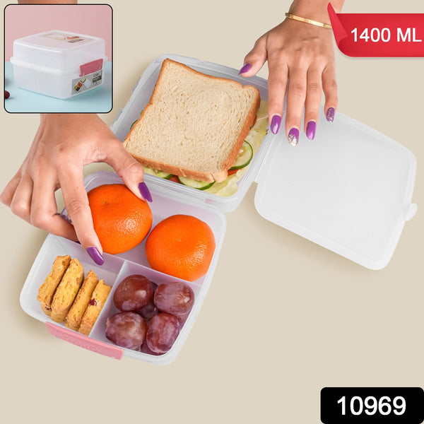 1 Large and 3 Small - Compartment 1400 ML Multipurpose Lunch Box (1400 ML / 1 Pc) - justgrabit.in | Just Grab It