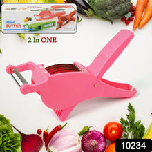 Plastic 2 in 1 Vegetable & Fruit Multi Cutter 5 Blade Vegetable Cutter with Peeler (1 Pc / Multicolor) - justgrabit.in | Just Grab It
