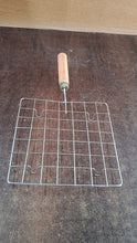 Stainless Steel Square Papad jali, Barbecue Grill Rack with Wooden Handle (1 Pc) - justgrabit.in | Just Grab It