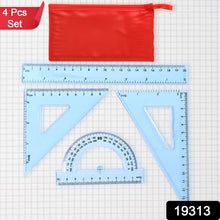 4 - Piece Transparent Geometry Instrument Set with Ruler - justgrabit.in | Just Grab It