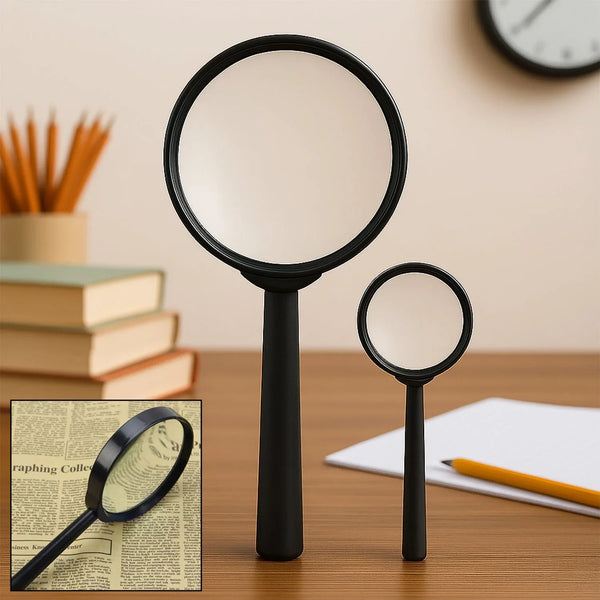 Magnifying glass Lens - reading aid made of glass - real glass magnifying glass that can be used on both sides - glass breakage - proof magnifying glass, Protect Eyes, 90mm & 60mm (2pc Set) - Justgrabit Inc.