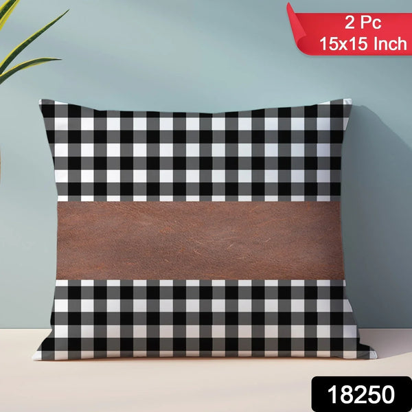Pillow Covers, Leather & Cotton Cushion Covers (15 × 15 Inch / 1 Pair / 2 Pc) - justgrabit.in | Just Grab It