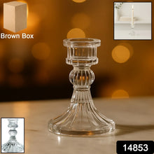 Elegant Crystal Glass Candle Holder Stand (1 Pc) - justgrabit.in | Just Grab It