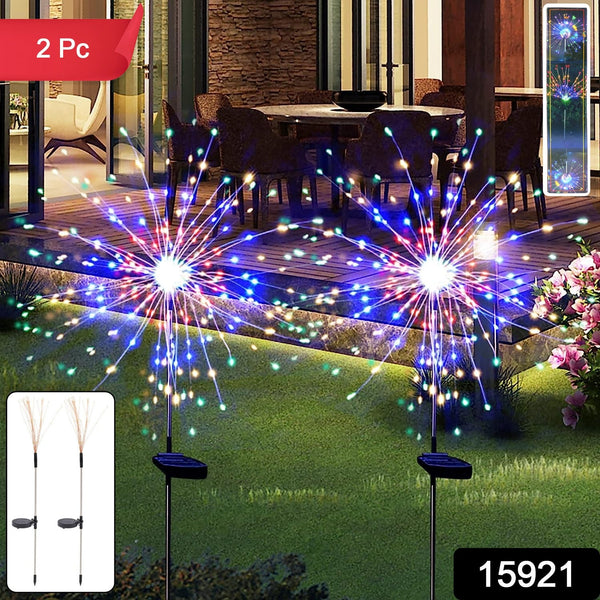 Solar Powered Multicolor Starburst Firework Garden Light Set (2 Pc / 150 LED) - justgrabit.in | Just Grab It