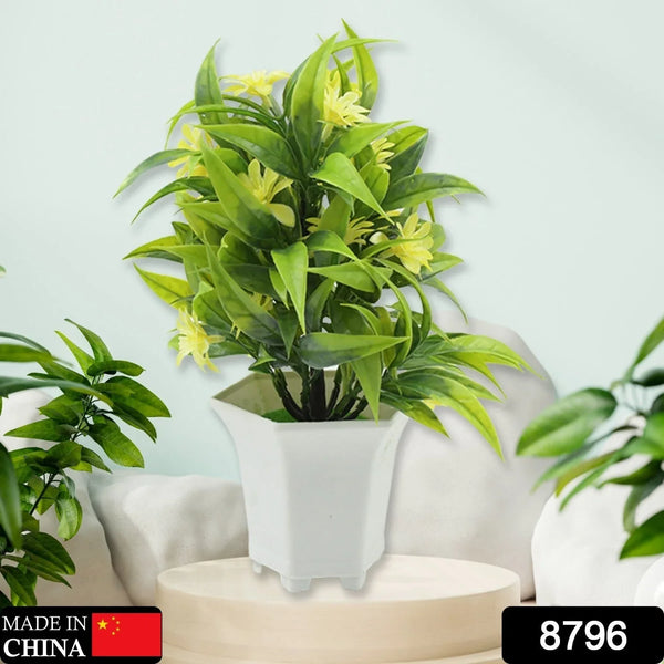 Artificial Flower Plant with Cute Pot – Home & Office Tabletop Decor, Indoor Balcony Plant (1 Pc) - justgrabit.in | Just Grab It