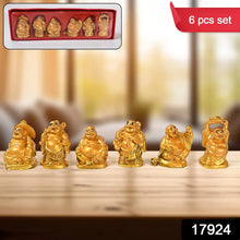 Golden Laughing Buddha Set Of Six Pieces Statue For Happiness, Wealth & Good luck Decor For Wealth and Success (6 Pcs Set) - Justgrabit Inc.