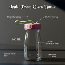 Premium Glass Bottle with Leak - Proof Lid 300 ML - justgrabit.in | Just Grab It