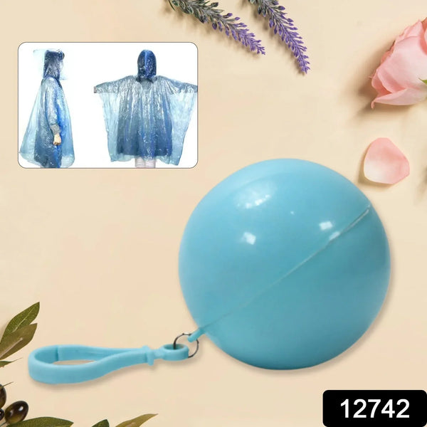 Disposable Raincoat for Kids with Hood and Attachable Round Case, Clear Plastic Raincoats for Emergency, Girls, Boys Disposable Emergency Ball Raincoat For Traveling and Outdoor Activities (1 Pc / Multicolor) - Justgrabit Inc.