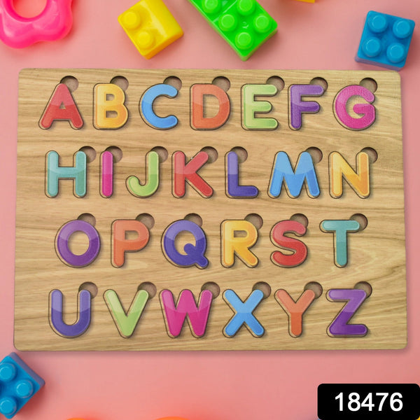 Wooden Puzzle Board ABC Letters Shapes Educational Learning Toys (1 Set) - justgrabit.in | Just Grab It