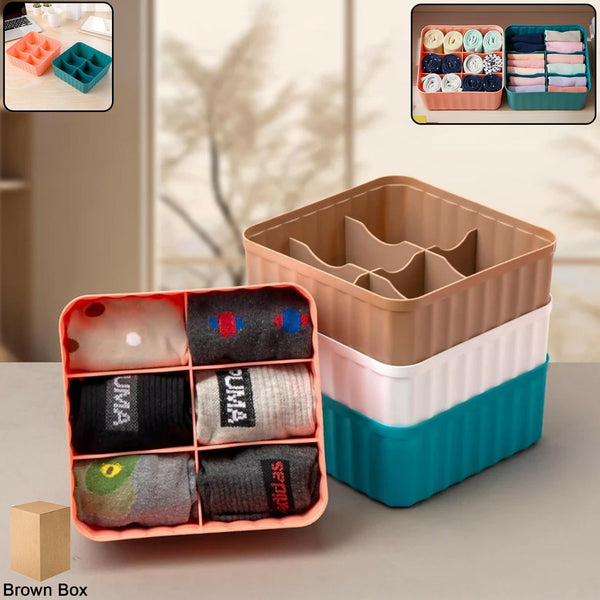 Square Organizer Box with 6 Compartments (Set of 2) - justgrabit.in | Just Grab It