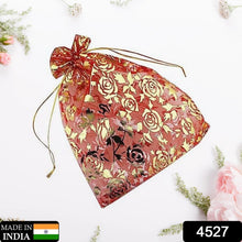 Net Fabric Drawstring Pouch – Ideal for Dry Fruits, Organza Shagun Potli (Mix Sizes & Design) - justgrabit.in | Just Grab It