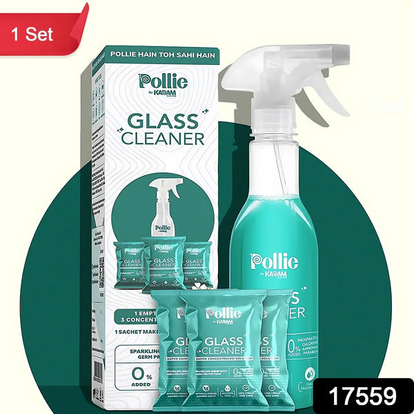 Pollic Kadam Concentrated Glass & Mirror Cleaner Refill Kit with Reusable Spray Bottle - justgrabit.in | Just Grab It