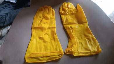 2 pair med yellow gloves For Types Of Purposes Like Washing Utensils, Gardening And Cleaning Toilet Etc. - Justgrabit Inc.