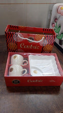 Cerntric Ceramic Tea Cup With Plastic Square Shape Serving Platter Milk Cup 3pc Set - Justgrabit Inc.