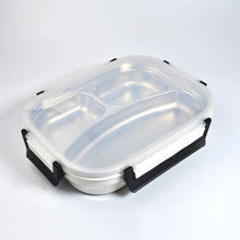 White Transparent Lunch Box for Kids and adults, Stainless Steel Lunch Box with 3 Compartments. - Justgrabit Inc.