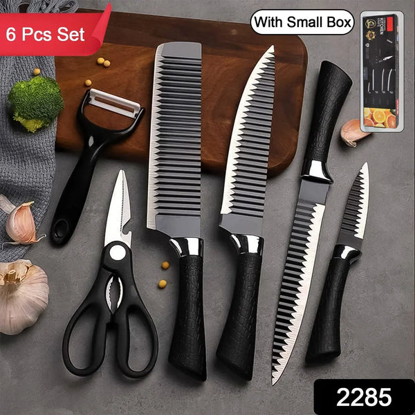 Stainless Steel Knife Set With Chef Peeler And Scissor (6 Pieces) - Justgrabit Inc.