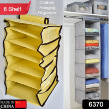 6 Shelf Hanging Closet Organizer, Space Saver, Sweater & Clothing Shelves, Breathable Material Keeps Away Dust & Odors, - justgrabit.in | Just Grab It