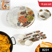Dream 18 - Piece Plastic Dinner Set – Unique Flower Design, 6 Plates, 6 Bowls & 6 Spoons, Microwave & Dishwasher Safe - Justgrabit Inc.